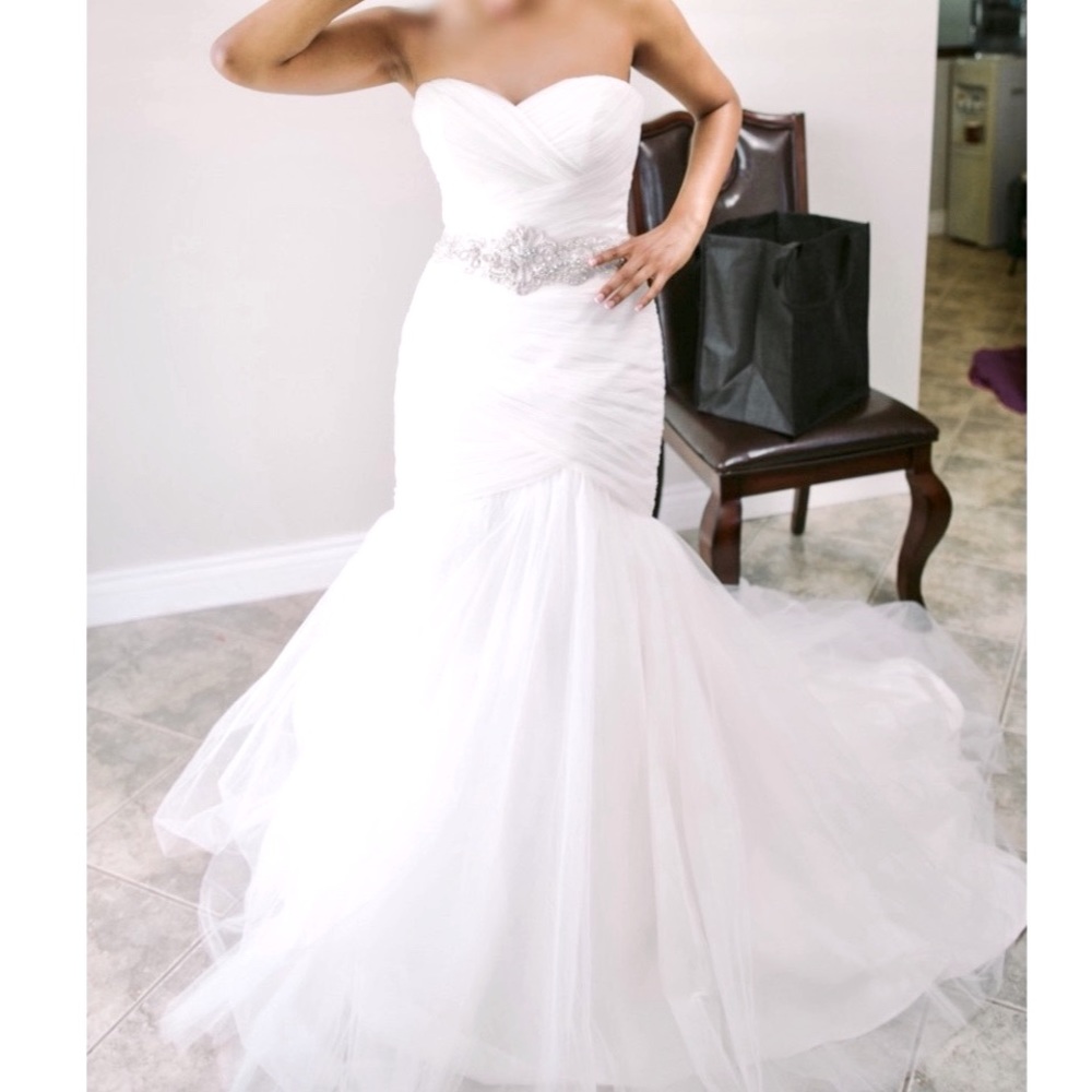 Mori Lee Tulle strapless wedding gown